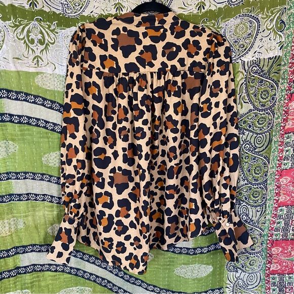 Judith March Anthropologie Leopard Print Neck Tie Blouse Size Small - Picture 7 of 13